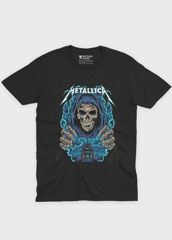 Чорна чоловіча футболка з рок принтом "metallica" (ts001-3-bl-004-2-212) Modno