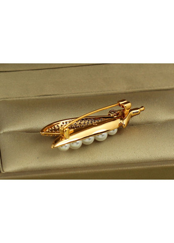 Брошь Стручок с жемчужинами 4 см золотистая Xuping Jewelry (365639613)
