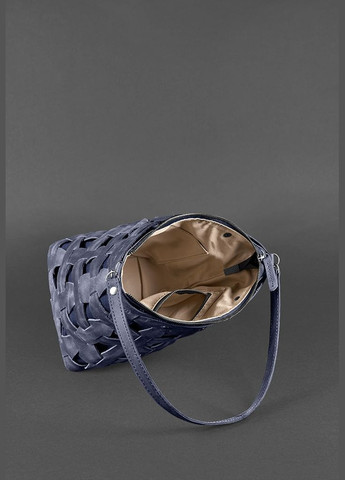 Кожаная женская плетеная сумка Пазл M синяя Crazy Horse (A-026657) BlankNote кросс-боди (327874057)