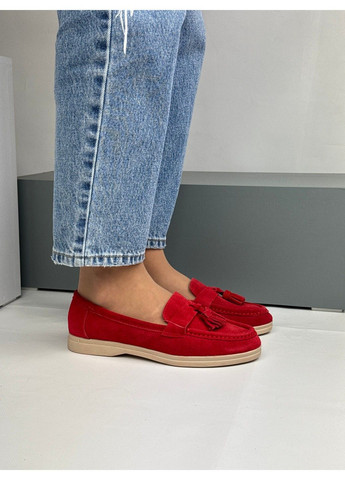 Україна 346 Лоферы Замшевые Красные с украшением красный з натуральная замша, украина — демисезон (335009310)