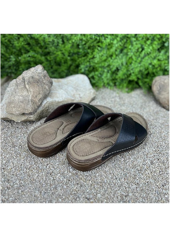 Черные шльопанцi чоловiчi екошкiра vs-000050 чорнi Gipanis