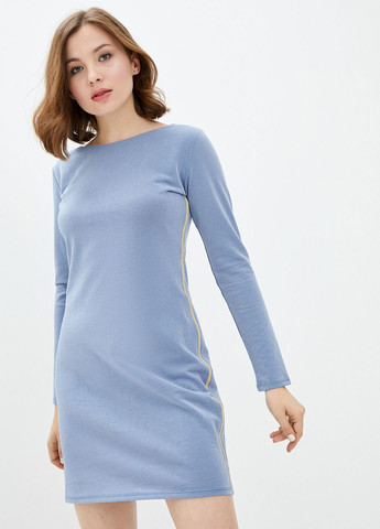 Голубое кэжуал платье с добавлением люрексовой нити ORA однотонное