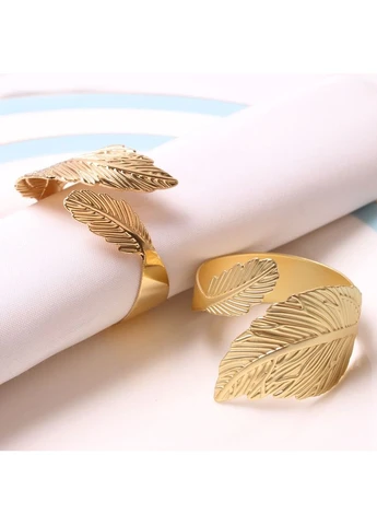 Кольцо для салфеток в форме Листа, металлическое сервировочное кольцо «Golden leaf» China (366875028)