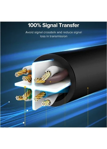 Патч-корд NW102 Cat 6 U/UTP Lan Flat Cable 10m Black (20164) [165436] Ugreen (401596474)