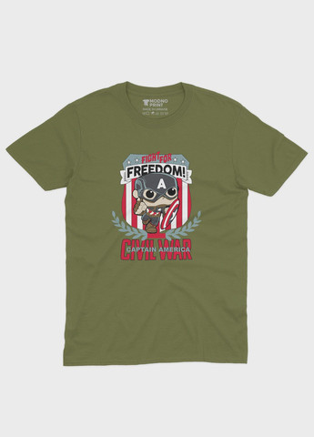 Хаки (оливковая) летняя женская футболка с принтом супергероя - капитан америка (ts001-1-hgr-006-022-005-f) Modno