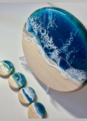 Деревянный набор для сервировки с эпоксидной смолой и морем KorriArt (315391433)