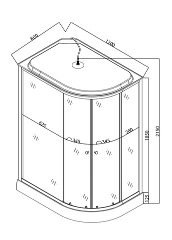 Бокс душовий без гідромасажу WAVE SB02-120x80x215-L-FB SATIN з низьким піддоном (MI6892) Mixxus (321184191)