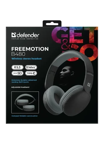 Гарнитура FreeMotion B480 Bluetooth, черная Defender (390181042)