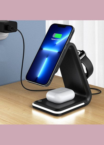 Магнітна бездротова зарядка 3 в 1 QC 3.0 15 Вт підходить для телефону, iWatch, AirPods ( код: WCS3B ) Power (325449358)