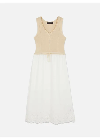 Бежевое платье лето,бежевый-белый, Primark