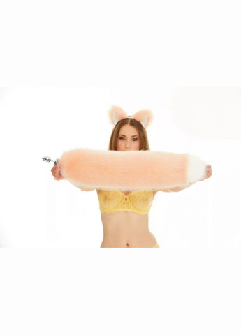 Анальный меховой пушистый хвост без пробки, Персиковый с белым кончиком, 60 см. OKOVA (315149243)