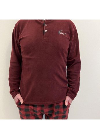 Пижама (кофта+штаны) мужская теплая Флис бургунди Клетка SNC20247 SNC (373274997)