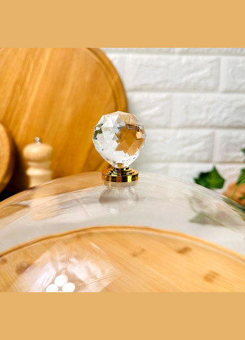 Бамбукове блюдо для десертів з купольною кришкою 30 см No Brand (303210062)