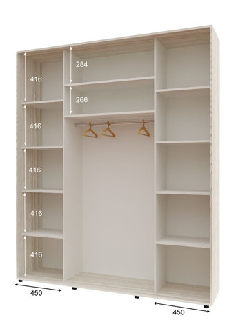 Шкаф-купе трехдверный Комфорт Мебель 180*60*220 см Дуб Беленый 3 двери ДСП Макси Комфорт Меблі (360430726)