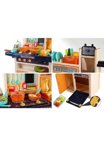 Кухня детская Home Kitchen интерактивная с набором посуды 65 предметов (889-161) Limo Toy (388372461)