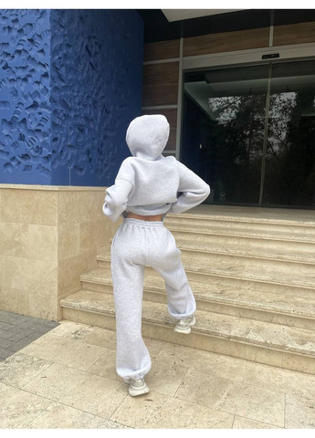 Жіночий теплий костюм оверсайз худі та джогери на флісі No Brand (371923742)