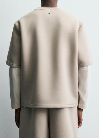 Светло-бежевый свитшот Zara однотонный (365703137)