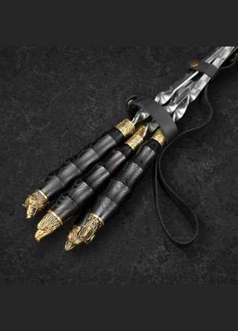 Набір дорожній шашличний "Бор" у шкіряному кейсі 6 шт | Нержавіюча сталь Handmade LC-036 (347291584)