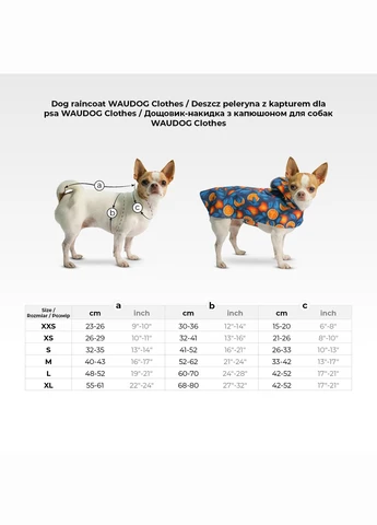 Дощовик-накидка з капюшоном для собак Clothes, малюнок "Око монстра",, А 26-29 см, B 32-41 см, С 21-26 см WAUDOG (389113893)