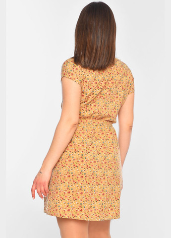 Бежевое повседневный платье женское с принтом бежевого цвета а-силуэт Let's Shop с рисунком