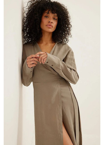 Светло-коричневое платье макси демисезон,бледно-коричневый, NA-KD