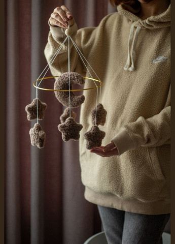 Детский мобиль на кроватку для младенцев ручной работы WooolyWool «Звезды беж» No Brand (342757956)