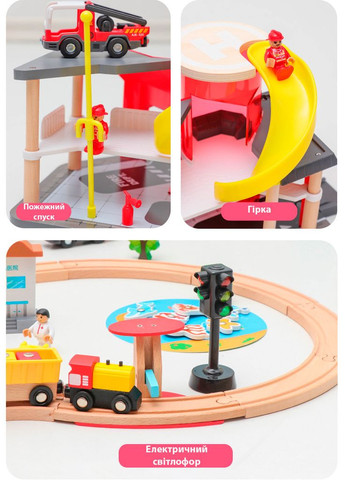 Дитяча залізниця з дерева, 134 деталі, 110x80 (Brio, Ikea, Playtive) A2829, Електро локомотив Iekool (322280516)