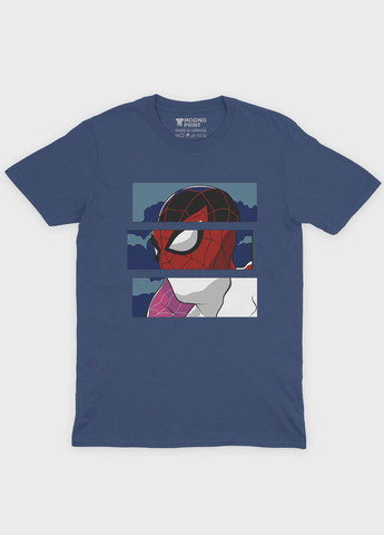 Темно-синя чоловіча футболка з принтом супергероя - людина-павук (ts001-1-nav-006-014-004) Modno