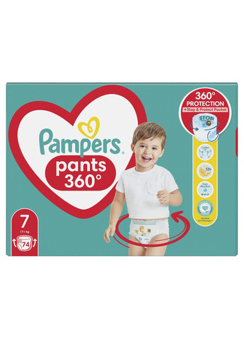 Підгузки-трусики Pants 7 (17+ кг), 74 шт. Pampers 81748928 (327223509)