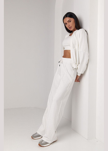 Спортивный костюм с прямыми брюками и кофтой на молнии - бежевый цвет, M (sku_561) No Brand (315390897)