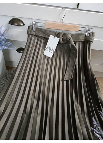 Плісирована спідниця зі штучної замші Zara (361676125)