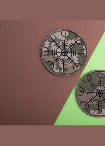 Шеврон на липучці оберіг Агісхьяльм 7,5 см вишитий патч нашивка IDEIA (275869754)