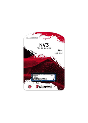 Твердотільний накопичувач SSD 4Tb, NV3, PCI-E 4.0 x4, M.2 2280, 3D TLC, 6000/5000 МБ/с (SNV3S/4000G) Kingston (314974672)