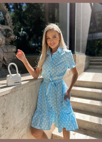 Голубое платье весна/лето ткань софт No Brand