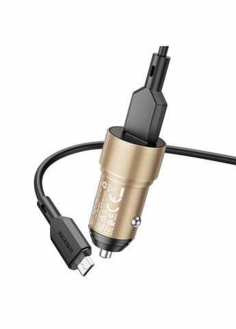 Автомобильное зарядное устройство BZ19A Wisdom single port QC3.0 car charger set(Micro) 18W Gold Borofone (304732657)
