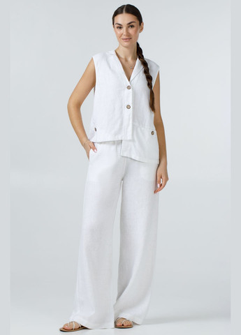 Женский жилет из льна без подкладки разноуровневый асимметричный на пуговицах Ангелика. Серый, р.56, код 9482/56/1559 ГАЛЕРЕЯ ЛЬОНУ (346122970)