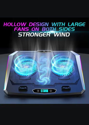 Підставка для ноутбука з охолодженням D10 з RGB-підсвічуванням Laptop Cooling Pad, Black VHG (334305232)