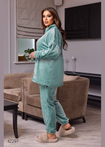 Мятная всесезон женская пижама теплая на молнии Liton