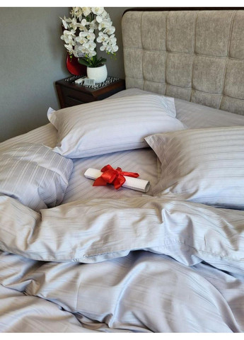 Постільна білизна Мульти страйп сатин сірий, PREMIUM Двухспальний розмір, наволочки 70/70 No Brand (363192511)