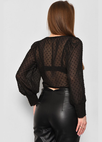 Чорна блуза жіноча чорного кольору з баскою Let's Shop
