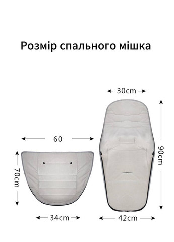 Конверт зимовий дитячий у коляску 3 в 1 / Чохол для санок / Спальний мішок флісовий чорний (KK01) No Brand (307795575)