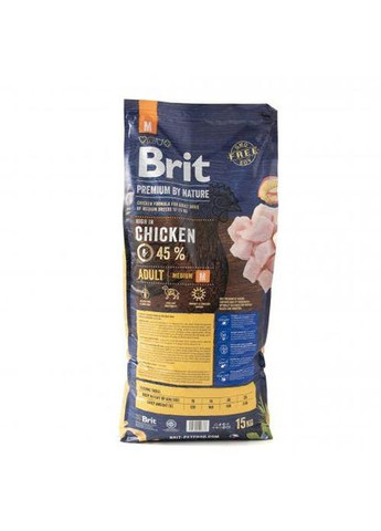 Сухой корм Premium Dog Adult M для взрослых собак средних пород, с курицей, 15 кг Brit (362580903)