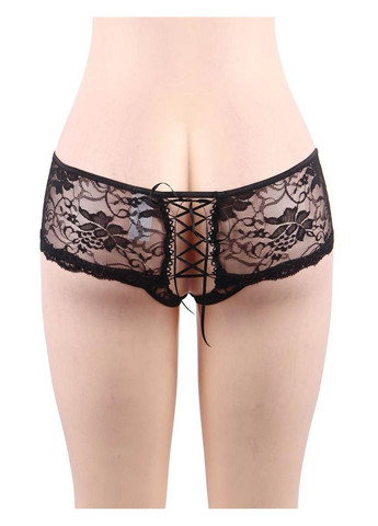 Черные трусики Star Night с цветочным кружевом и открытым доступом No Brand (303880873)