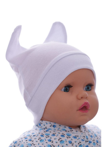 Шапка с ушками кулир белый 6м+ (41958) BABYKROHA (317042838)