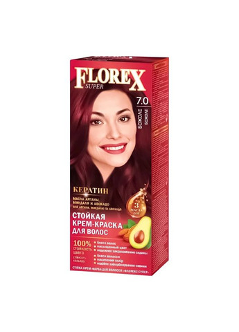 Крем-фарба для волосся Флорекс КЕРАТИН 7.0 Божоле Supermash (306726676)
