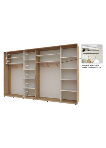 Шкаф-купе четырехдверный Комфорт Мебель 340*45*210 см Натуральный 4 двери ДСП Стандарт Комфорт Меблі (360477620)