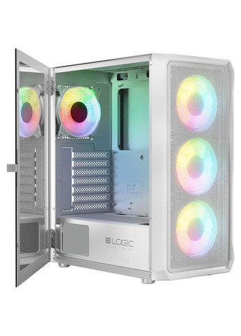 Корпус PORTOS MESH+GLASS ARGB fans 4x120mm WHITE без БЖ ATX Logic Concept (322131424)