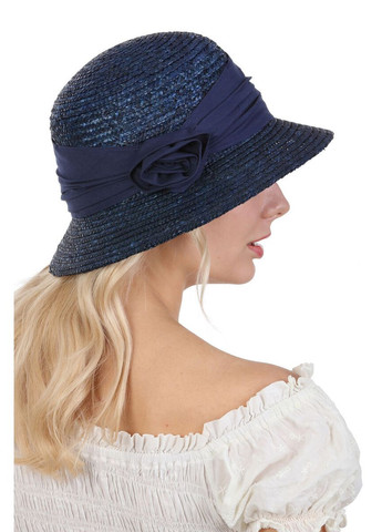 Капелюх синій зі стрічкою з маленькими полями (SC46302) Seeberger (295638074)