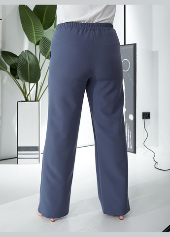 Серо-синие классические, праздничный, коктейльный, повседневный, кэжуал, нарядные демисезонные прямые брюки No Brand