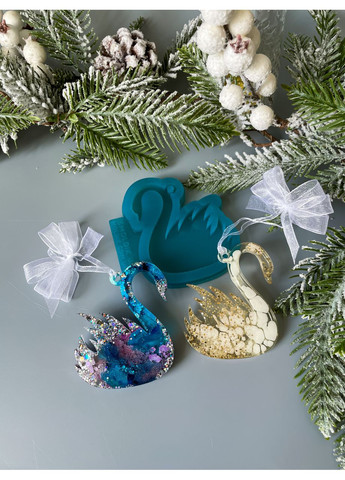 Молд Лебедь 1 для новогодних игрушек на елку силиконовая форма для эпоксидной смолы No Brand (370567147)